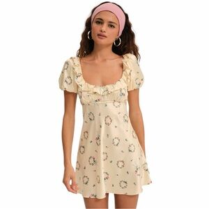 For Love & Lemons Jaida Butter Yellow Mini Dress Womens XL